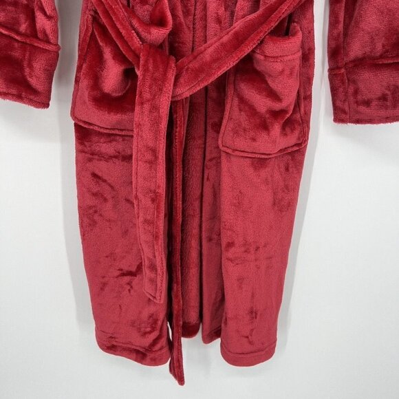NWT Berskire Home Red Fleece Plush Long Robe Size S Cozy Lounge Warm - Picture 2 of 5